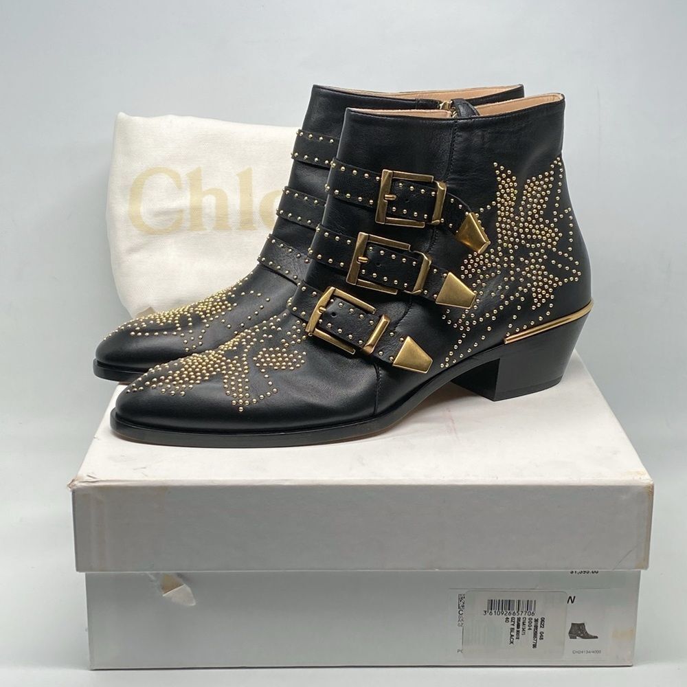Chloe Susanna Pointed-Toe Studded Booties size 40 - Picture 13 of 15